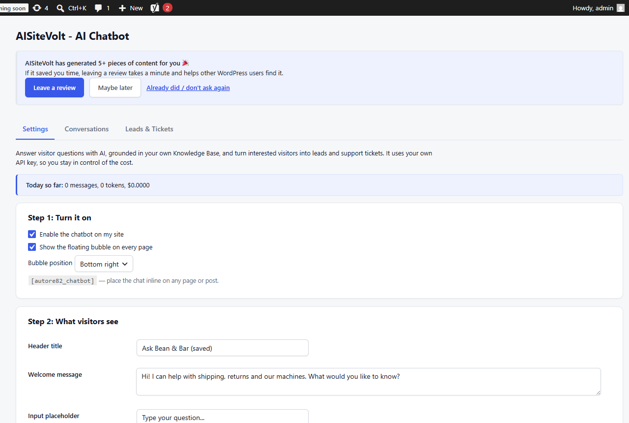Chatbot administration