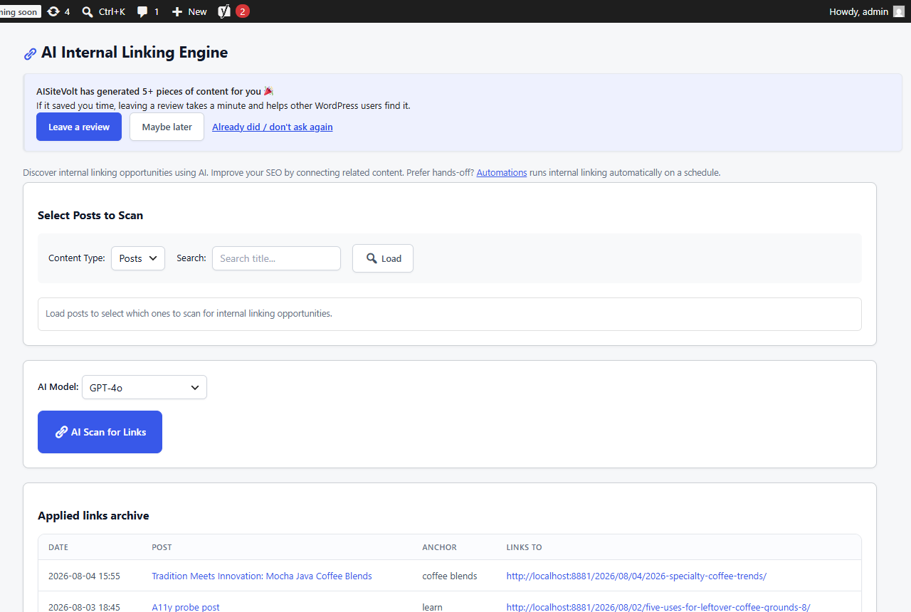 The Internal Linker with the applied-links archive